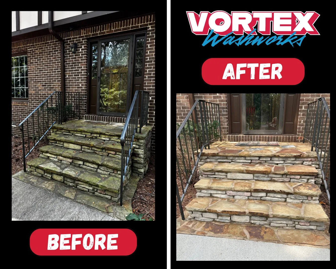 Outdoor steps pressure washing before and after in Decatur, GA